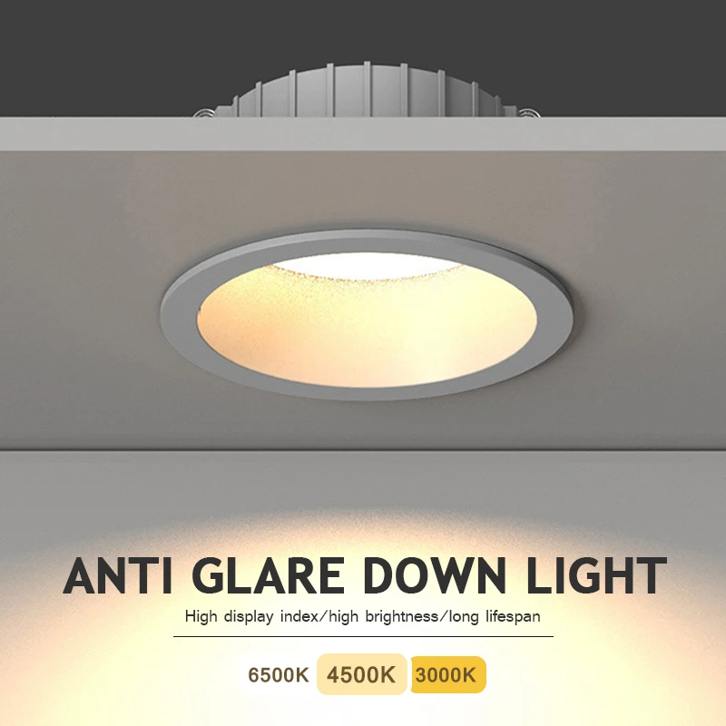 

Anti Glare Recessed LED Downlights Dimmable 3W 5W 7W 10W 12W 15W Ceiling Spot Lights Background Lamps Indoor Lighting 220V 110V