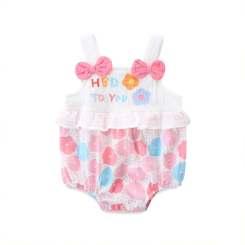 

Children's Clothing 2022 Summer Baby Thin Section Girl's Treasure Bodysuit Sleeveless Suspenders Cute Cotton Triangle Bag Fart