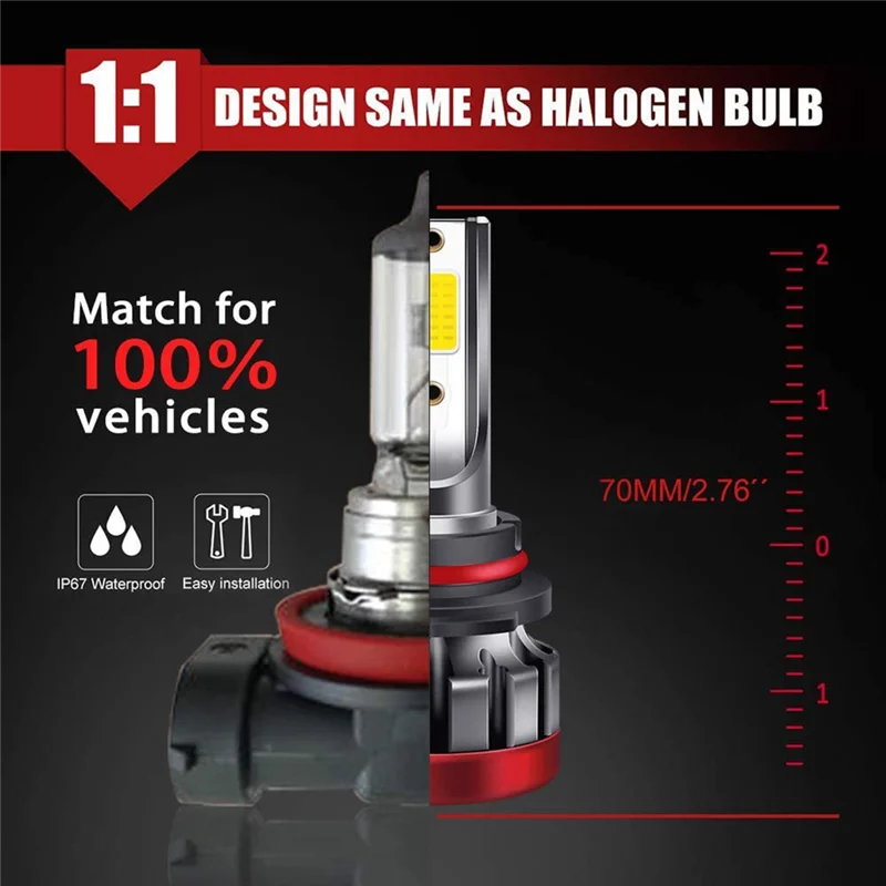 

LED Fog Lights Bulb Yellow 3000K 55W 3600 Lumens DOB Chip Extremely Bright Replacement Waterproof (9005 HB3)