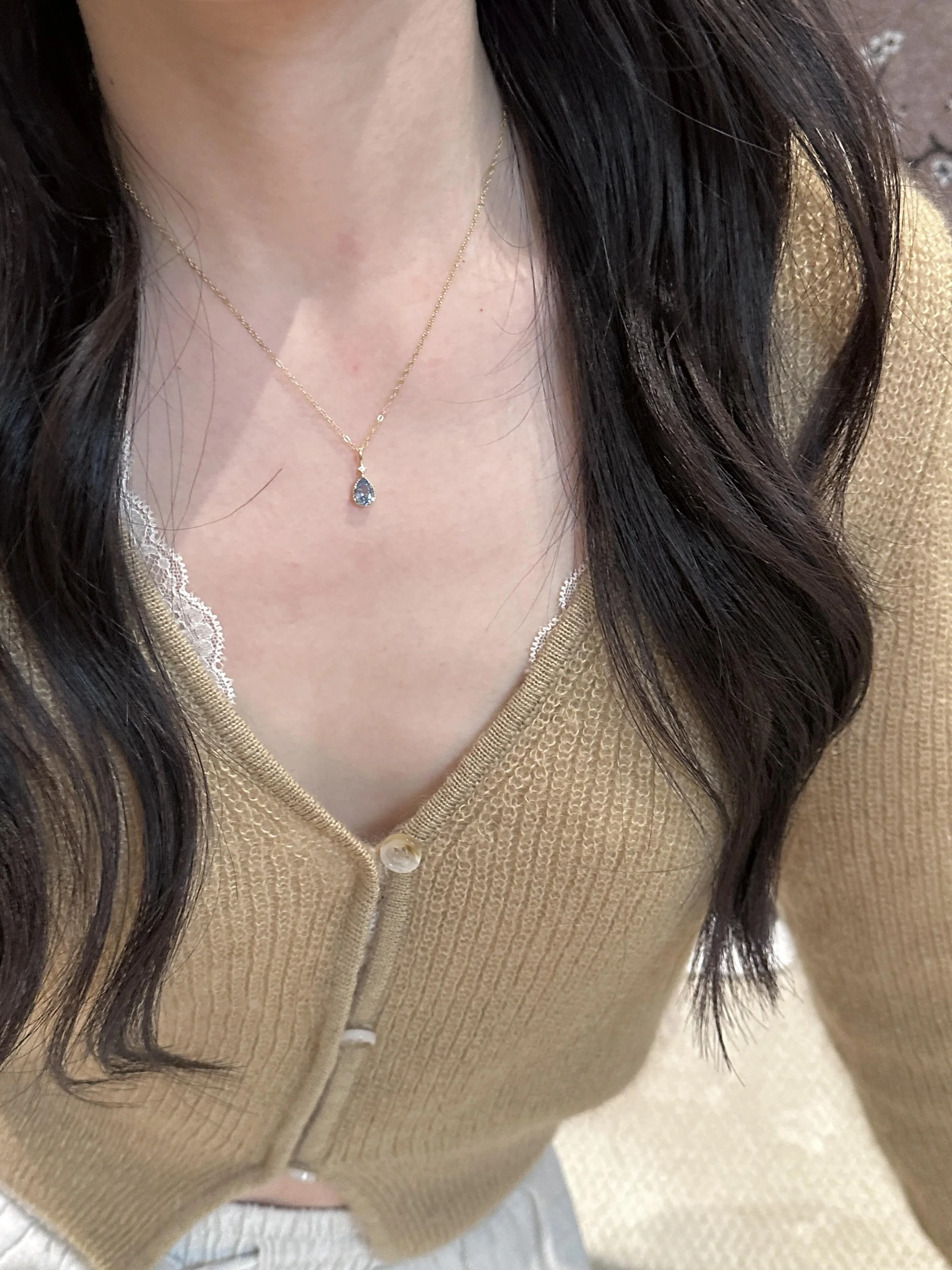 S925 Легкое роскошное популярное ожерелье Sky Ci Water Drop Lake Blue Цвет Высококачественное