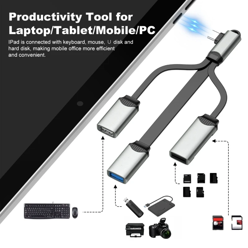 

5Gbps Type-C USB 3.0 Hub Splitter Type C Docking Station TF Reader for Laptop