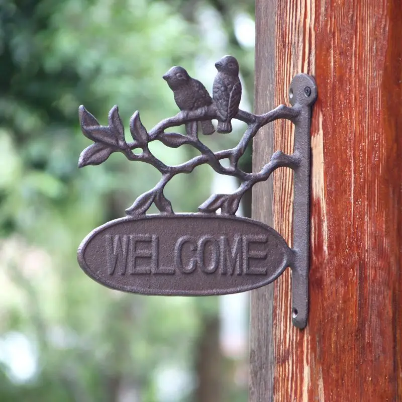 

Garden Cast Iron Welcome Sign Wall Hanging Decoration Door Sign Vintage Decoration Garden Patio Cottage Outdoor Hanging Sign