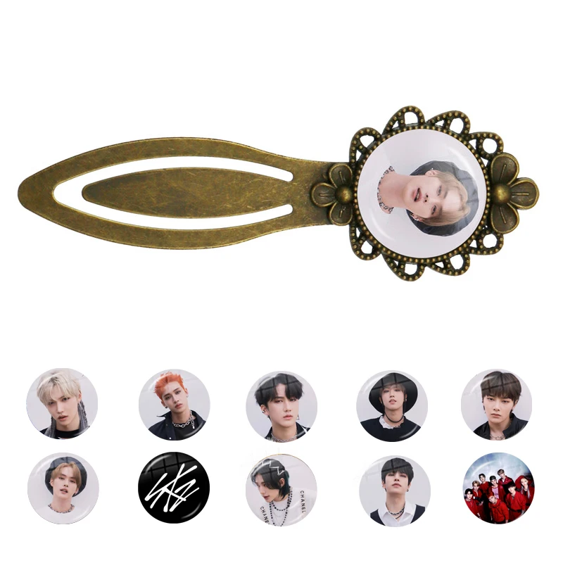 

Kpop STRAY KIDS Bookmarks Glass Dome Cabochon Books Mark Page Gift for Women Men Fans School Supplies
