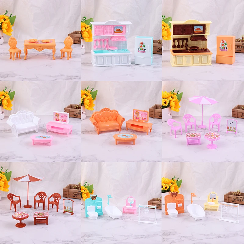 1:12 Dollhouse Miniature Furniture Wooden Creative Bathroom Bedroom Restaurant For Kids Action Figure Doll House Decoration Doll