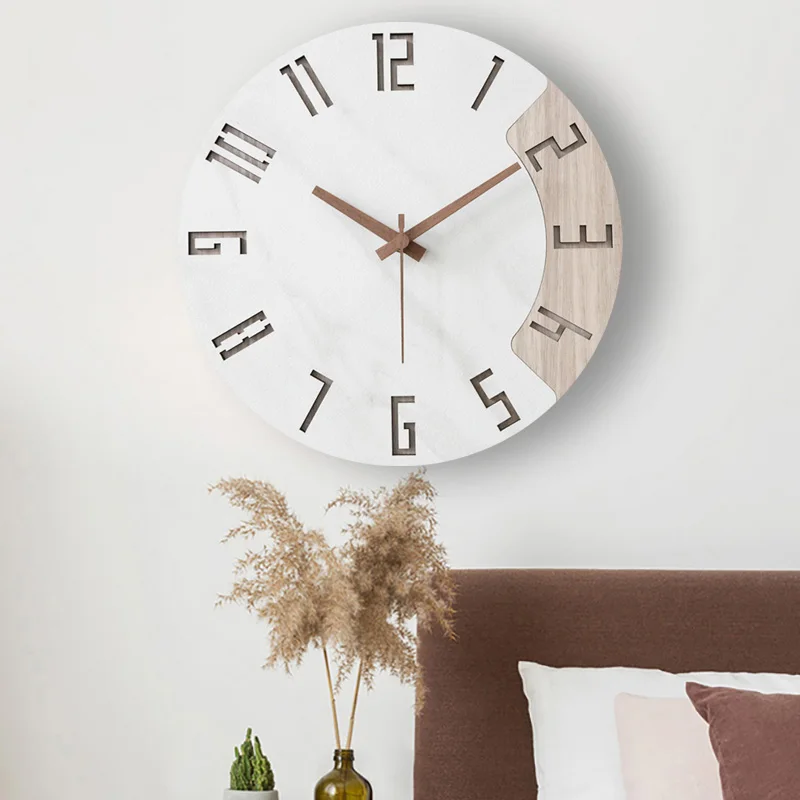 

Quartz Hanging Wall Clocks Free Shipping Wood Luxury Living Room Silent Wall Clock Unusual Stylish Modern Horloge Decorative