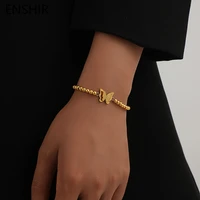 enshir 316l stainless steel double layer frosted beaded butterfly ladies bracelet ladies classic fashion accessory jewelry