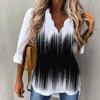 charming female top long sleeves breathable elegant ink lotus print shirt top pullover top autumn shirt