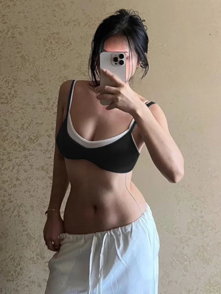 Модная уличная одежда Hottie однотонные топы Y2k майка без рукавов сексуальная