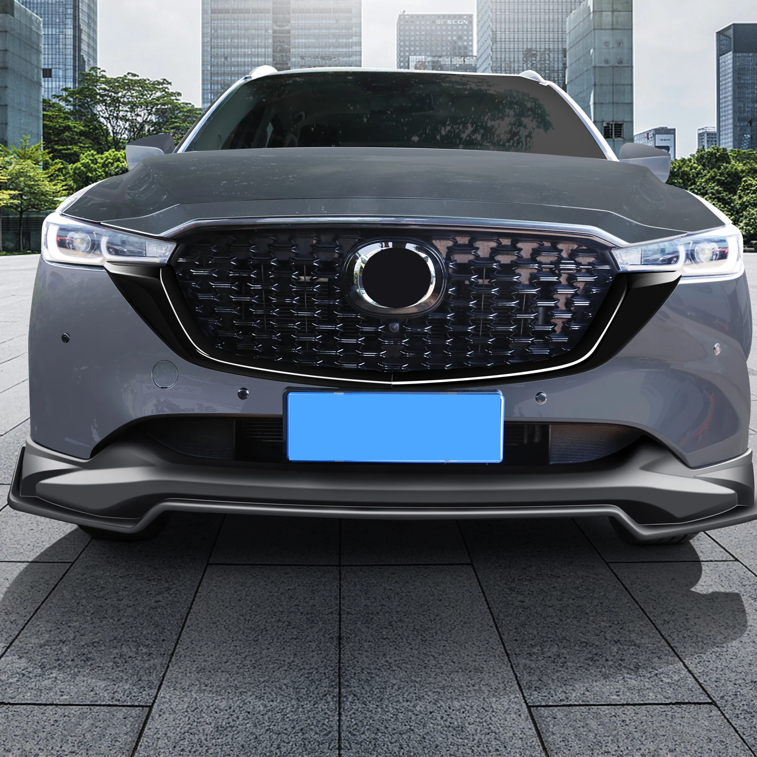 Фото Аксессуары для автомобиля Mazda CX-5 (2017-2023): глянцевые черные накладки на переднюю решетку радиатора из АБС-пластика, декоративные элементы №4
