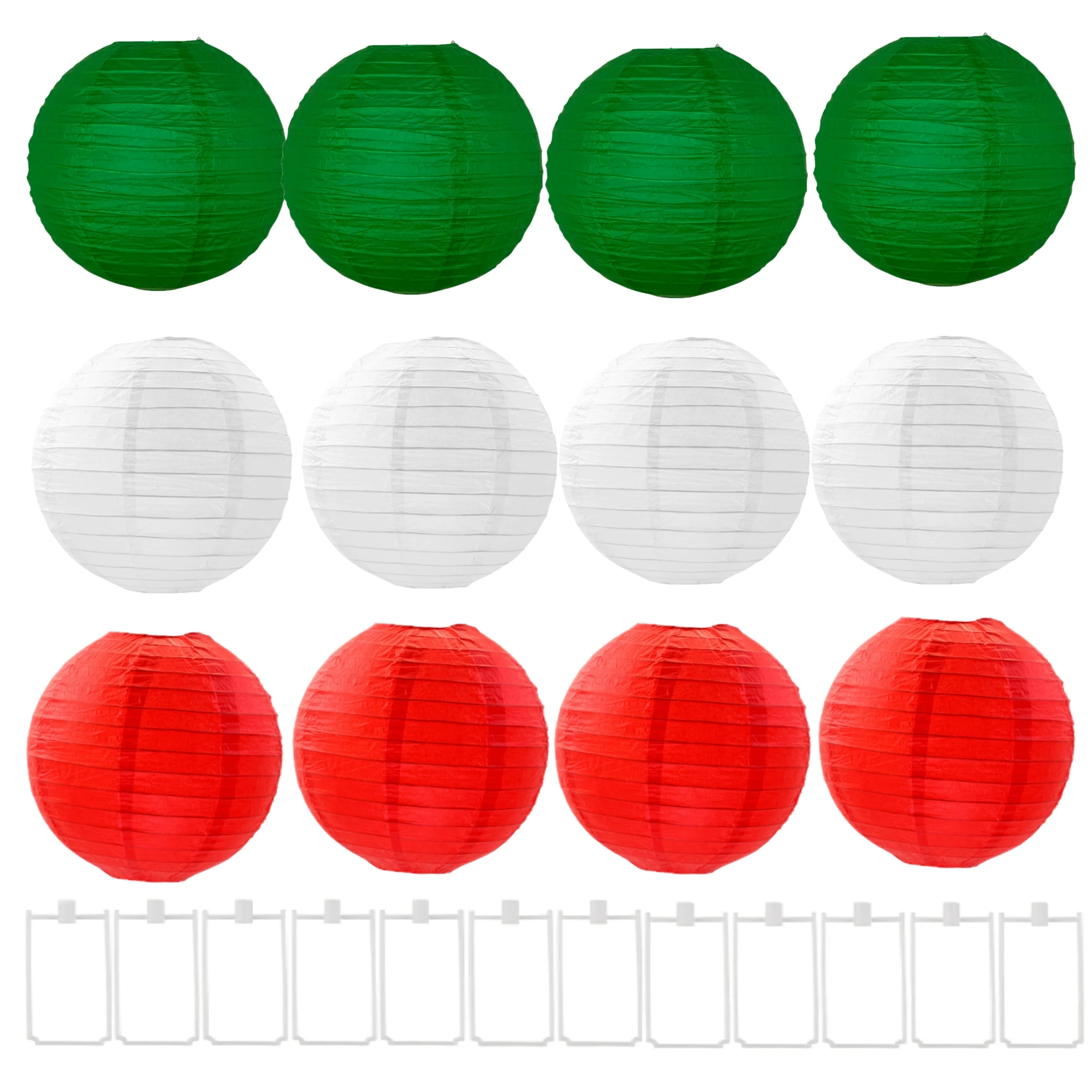 12 Упаковок 4-дюймовые Зеленые Белые Красные Бумажные Фонарики Неэлектрические