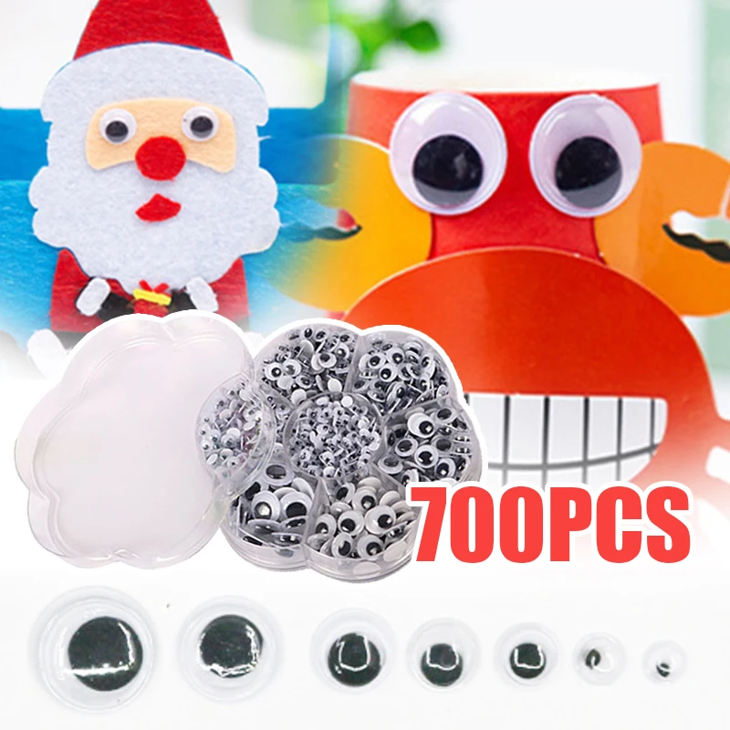 700PCS Plastic Black And White Movable Eye Preschool Education Supplies DIY Toy Accessories Manual Materials For Puppet Dinosaur
