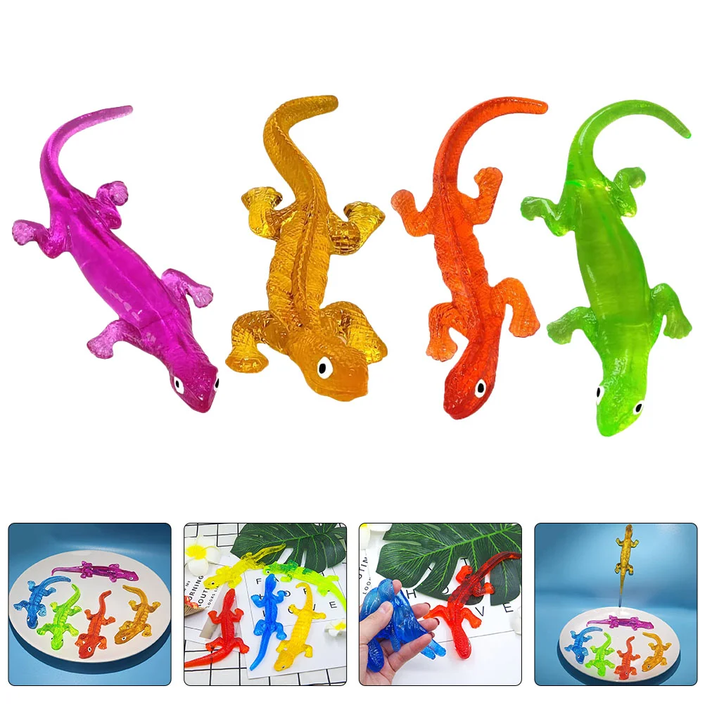 

4pcs Stretchy Sticky Props Stretchable Lizard Props Squishy Party Favors Random Style