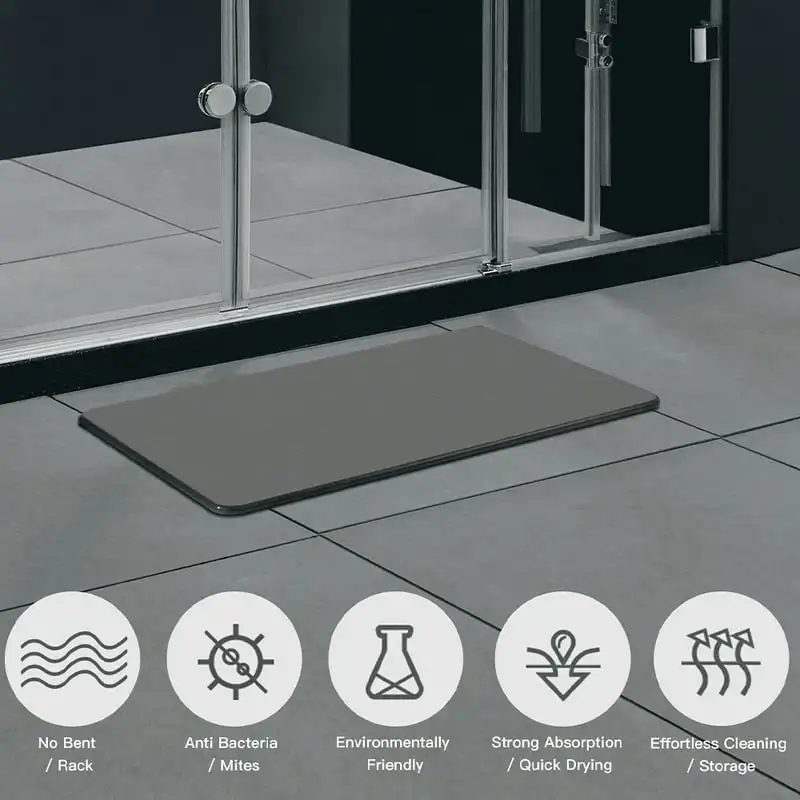 

Коврик для душа Earth, коврик для ванной из диатомелового камня, супервпитывающий нескользящий Быстросохнущий Жесткий коврик для ванной, диатомит