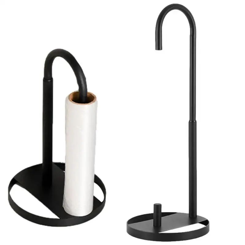 

Modern Kitchen Roll Paper Towel Holder Bathroom Tissue Stand Black Napkins Rack Home Storage Accessories For Countertop