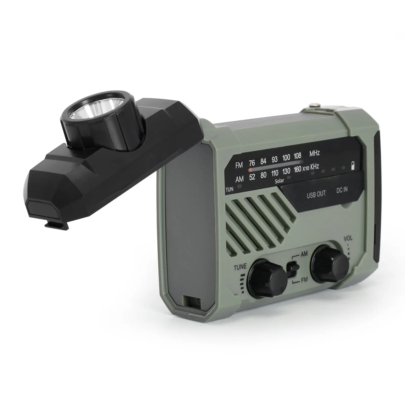 multi functional solar hand crank emergency flashlight noaa amfm radio sos alarm 2000mah power bank for cell phone reading lamp free global shipping