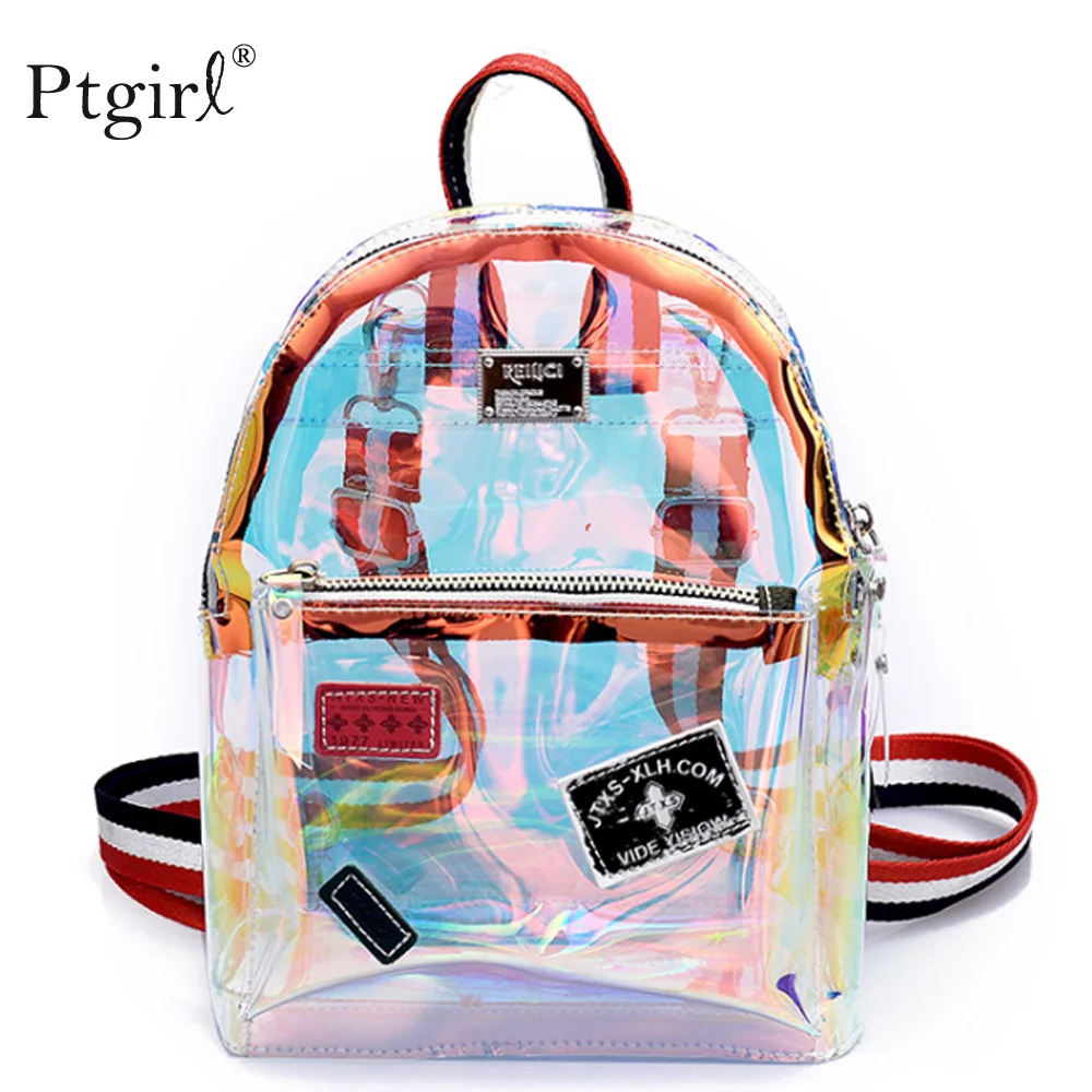 

Summer Girls Clear Backpack Personality Lovely Cute Knapsack Satchel Schoolbag Ptgirl Feminina Fashion Female Mini Travel Bags