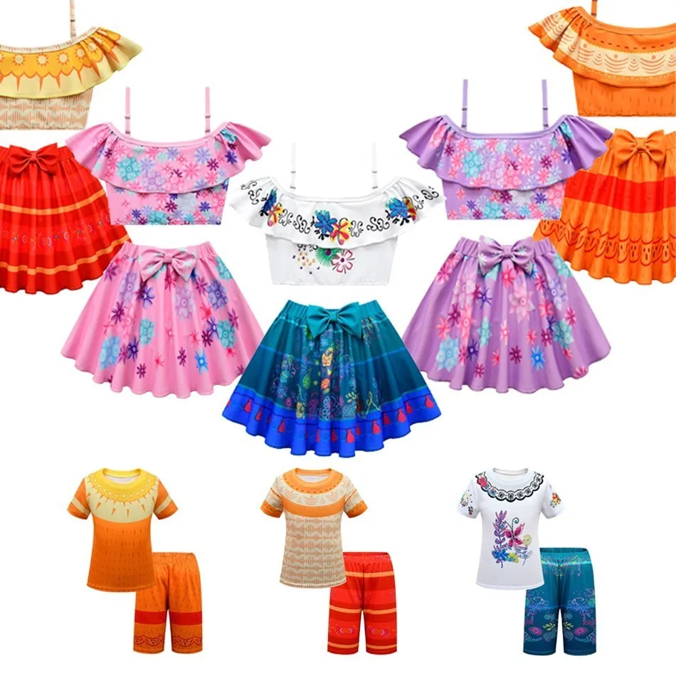 

Encanto Costume kids Luisa Mirabel Isabela Dolores Encanto Cosplay Girls Princess Party Ruffles Clothing Summer Birthday Dress