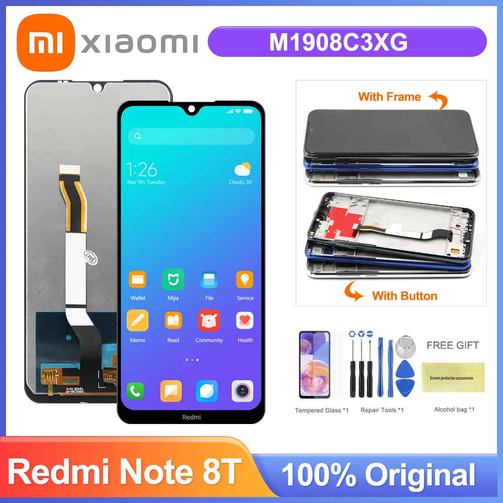 

Оригинальный экран для Xiaomi Redmi Note 8T M1908C3XG, ЖК-дисплей, сенсорный экран, дигитайзер с рамкой для Redmi Note8t