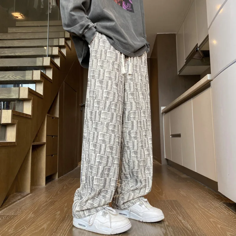 Осенние вельветовые брюки мужские в клетку стиле ретро мужская японская уличная