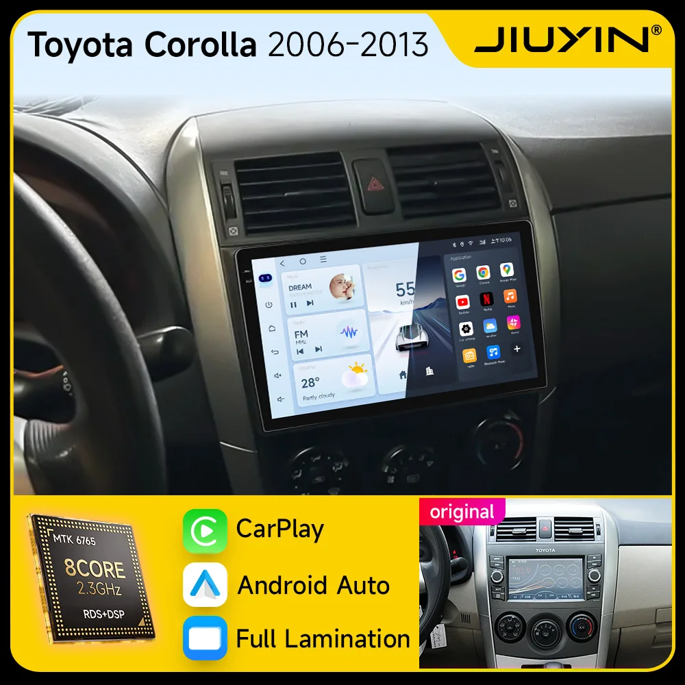 Фото Автомагнитола с мультимедиа для Toyota Corolla E140/150 2007-2013, Android 15, 2DIN, 4G, GPS, Wi-Fi, навигация, стерео, головное устройство, Carpla №1