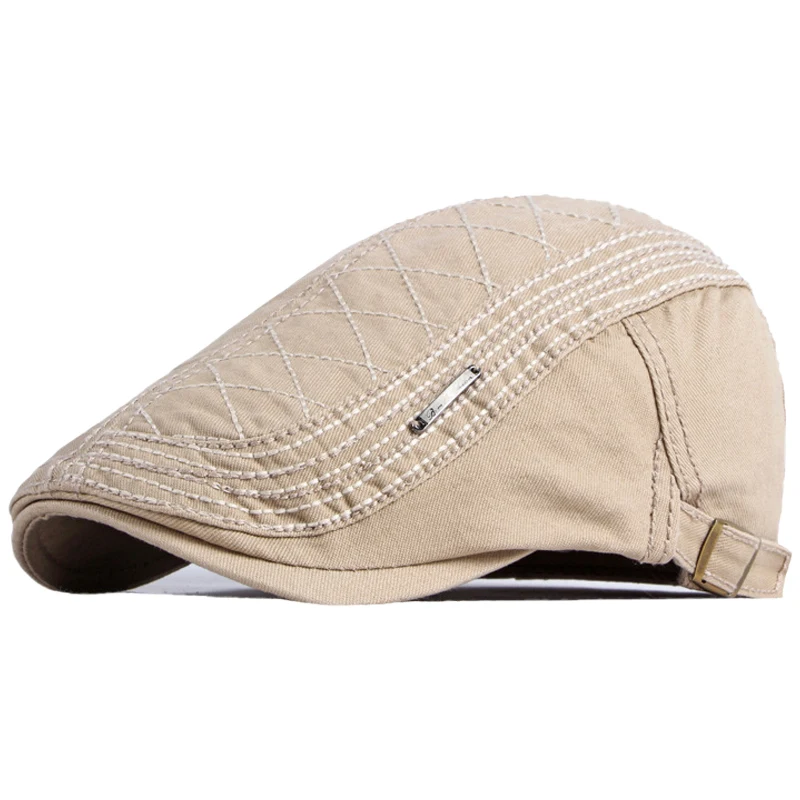 

Casual Spring Summer Solid Color Berets Hat Men Women Denim Newsboy Caps Visors Cotton Cabbie Herringbone Duckbill Ivy Flat Cap