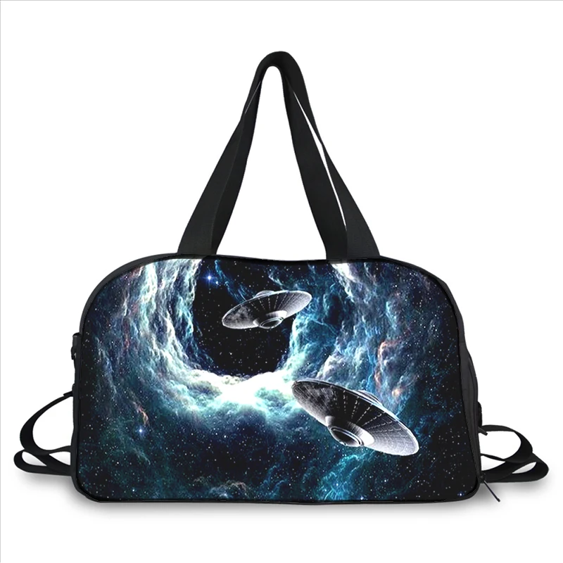 outer space Spaceship UFO 3D printing fashion trend portable large capacity multi-function messenger bag travel bag