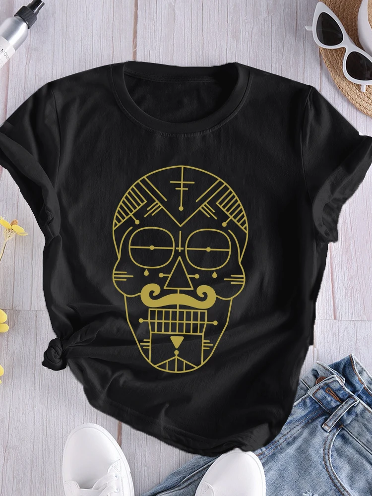 Купи Skull Funny T Shirts Women Print Short Sleeve Summer Woman Clothes Tee Shirt Femme Graphic T-shirts Harajuku Hip Hop Style Punk за 187 рублей в магазине AliExpress