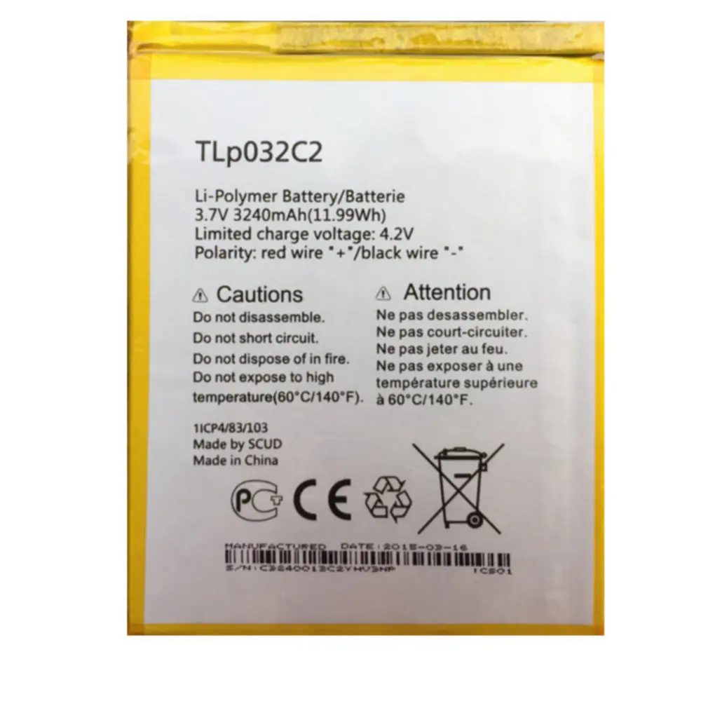 

High quality Replacement Battery 3240mAh TLp032C2 For Alcatel TLp032CC One Touch Pixi 8 8.0 3G 9005X OT-9005X