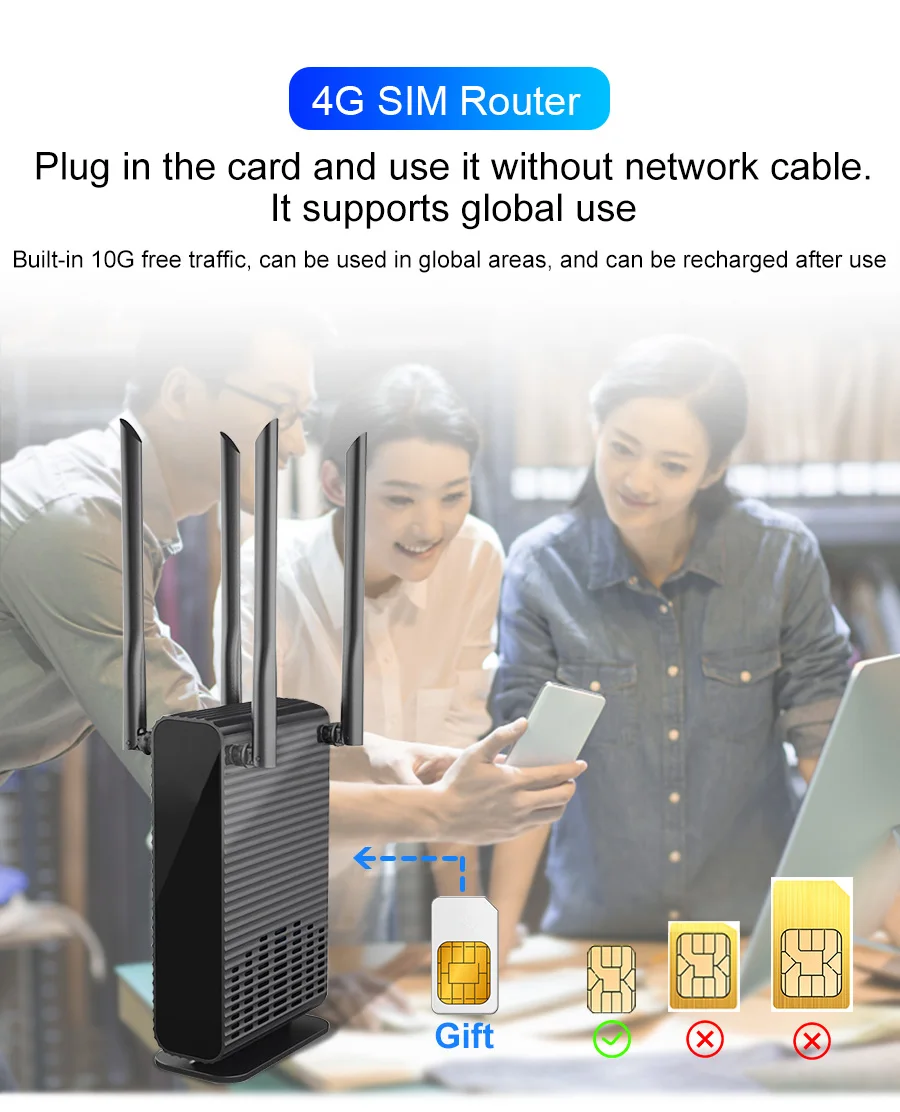 Zbtlink WE2805-E 4G LTE SIM-маршрутизатор 1200 Мбит/с 300 м Wi-Fi WAN 2 * LAN Бесплатные данные о трафике