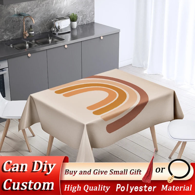 

Abstract Sun Rainbow Tablecloth for Dining Room Antifouling Decor Wedding Party Festival Rectangle Table Cloth Home Supplies