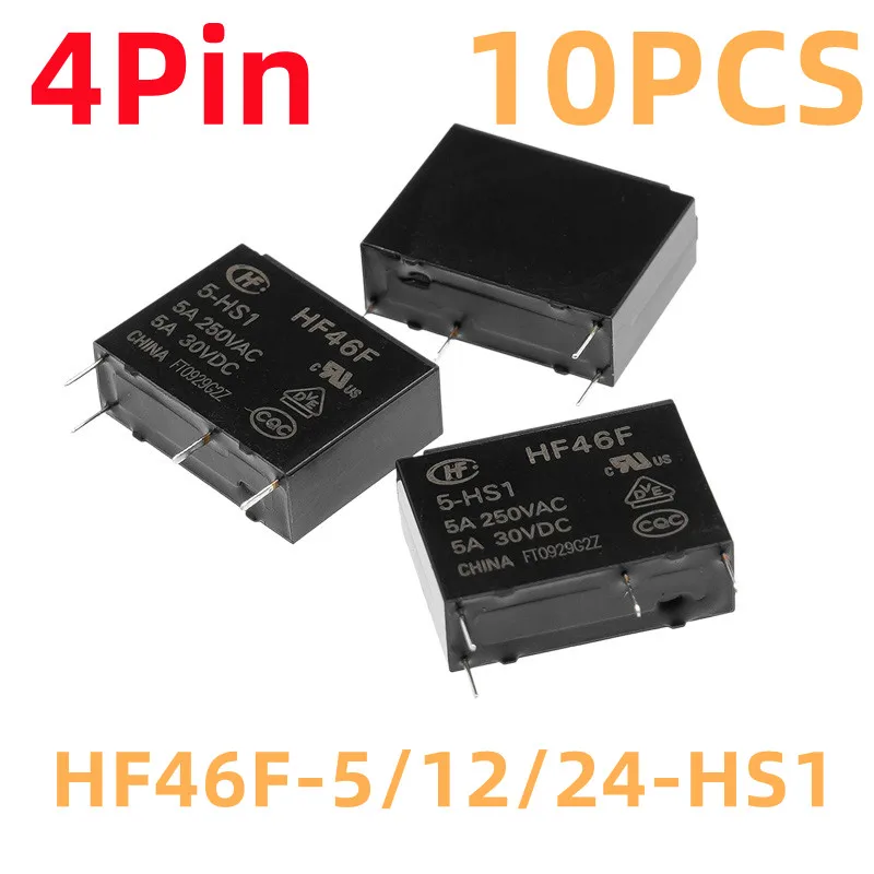 10 шт. реле HONGFA HF46F-5V-12V-24V-HS1 4Pin 5A 250VAC