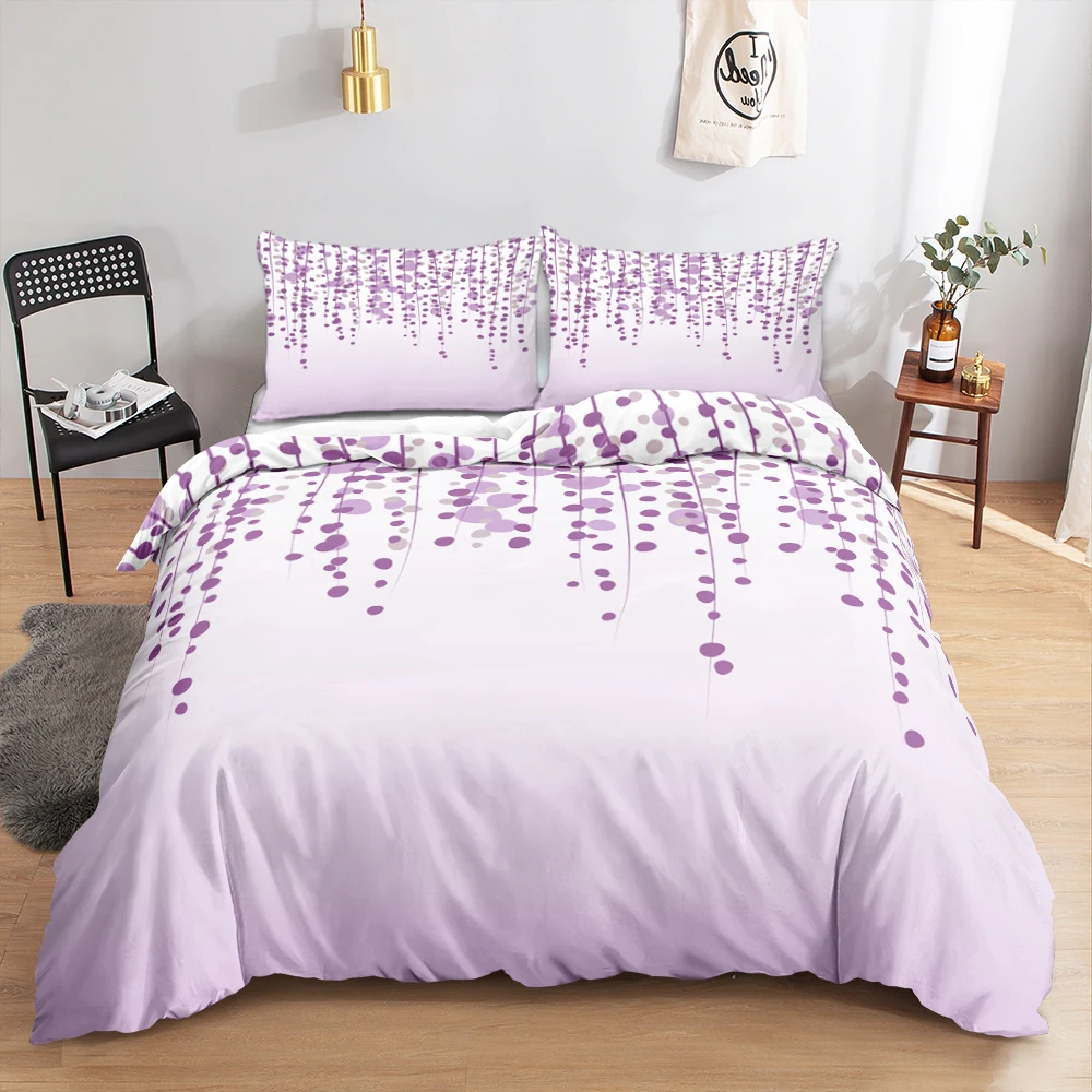 

3D printed plant lavender home bedding set wholesale single set three piece