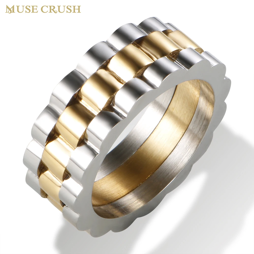 

Muse Crush New Stainless Steel Hip Hop Ring for Women Men Waterproof Gold Plated Retro Rings Party Fashion Jewelry Accessories