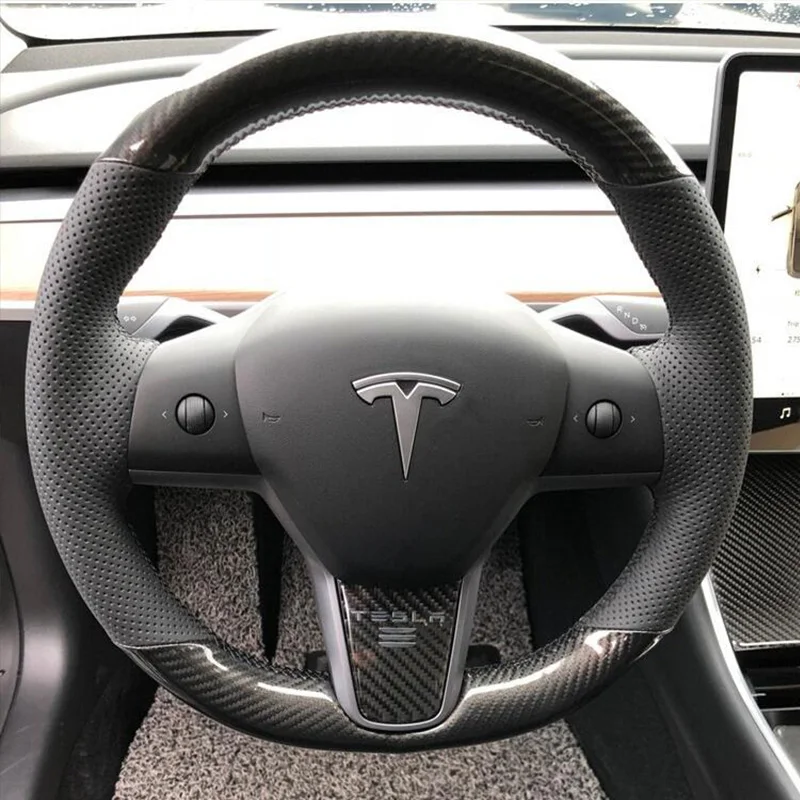 

For Tesla Model3 modelS model X hand-stitched carbon fiber grain steering wheel cover