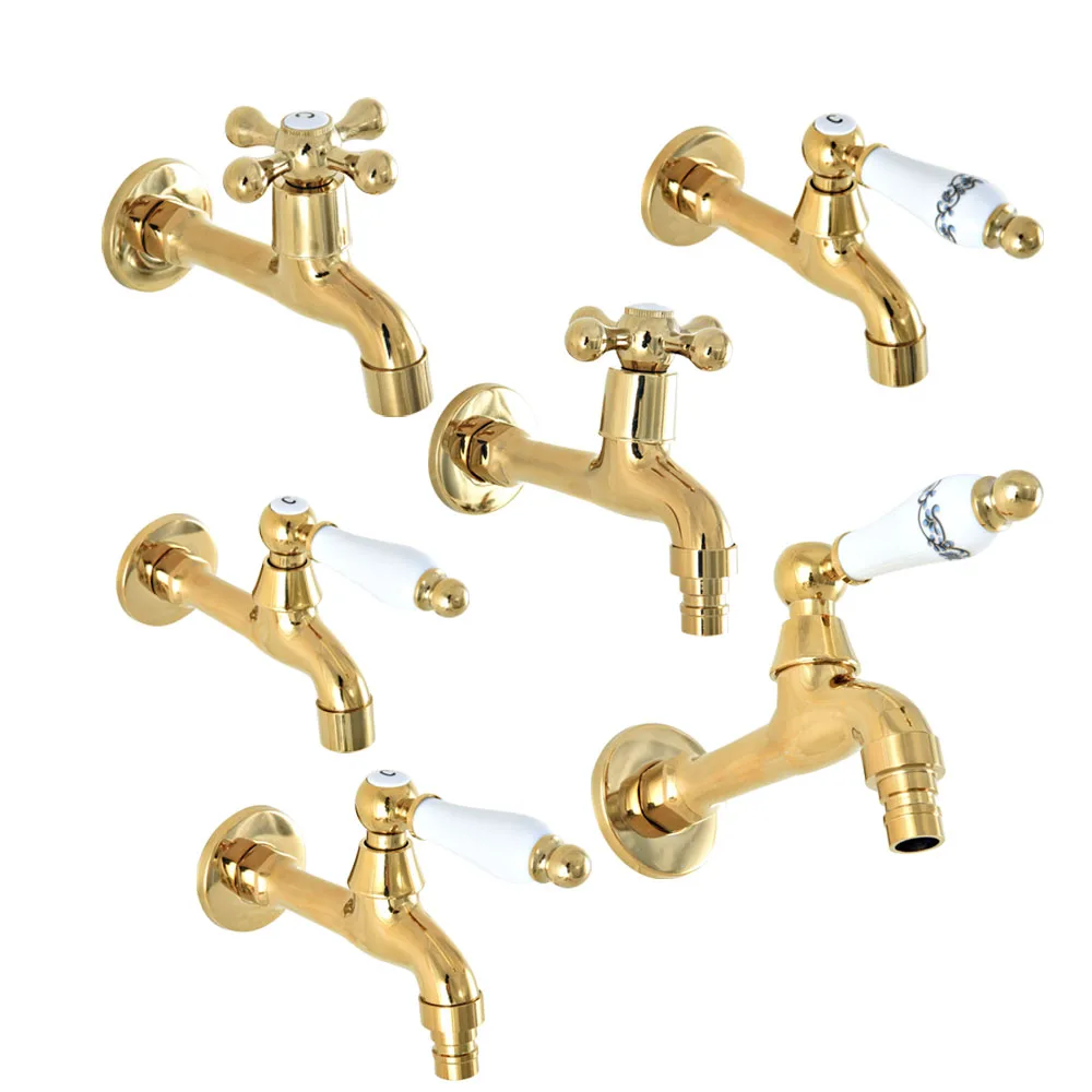 

Gold Color Brass Wall Mount Bathroom Mop Pool Faucet /Garden Water Tap / Laundry Sink Water Taps / Washing Machine Tap mzh308