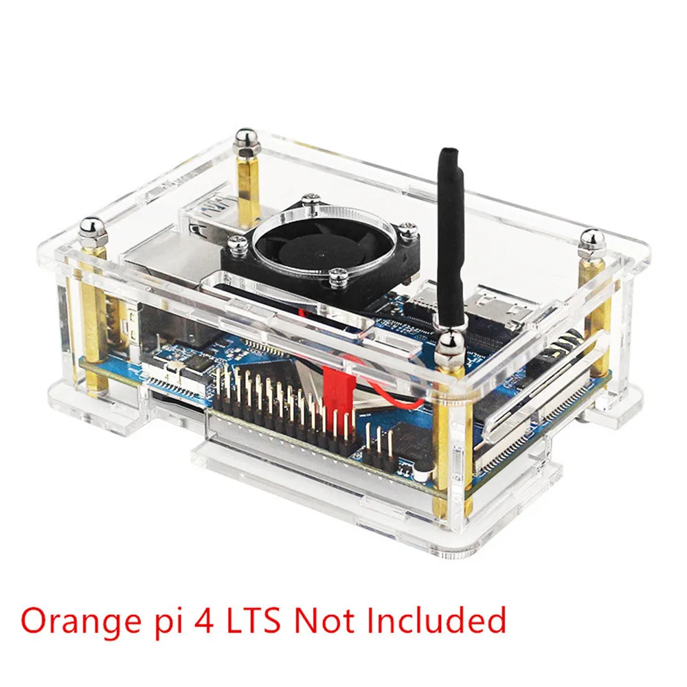 

Acrylic Transparent Protective Case With Heat Cooling Fan for Orange pi 4 LTS