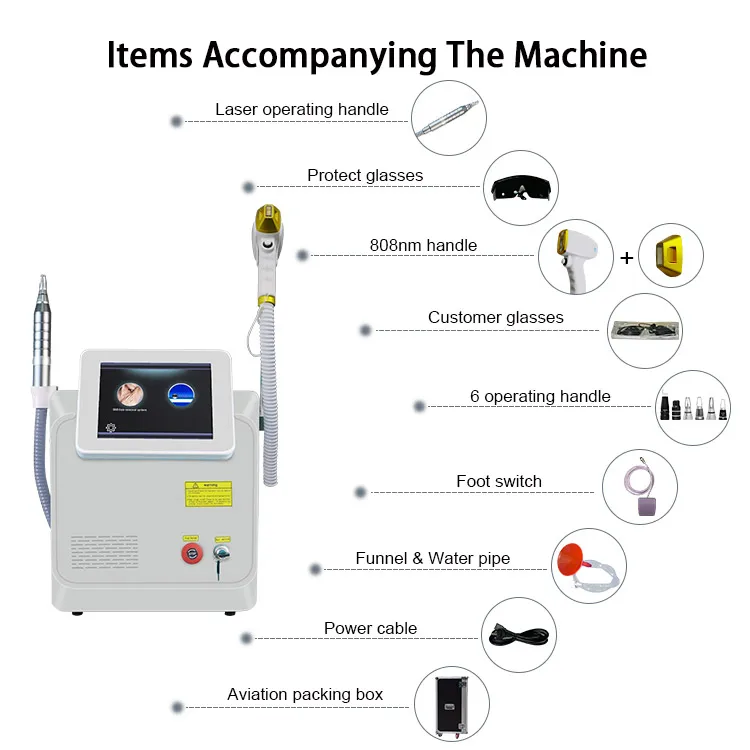 Популярный диодный лазер 3-волновый для удаления волос аппарат татуировок nd yag