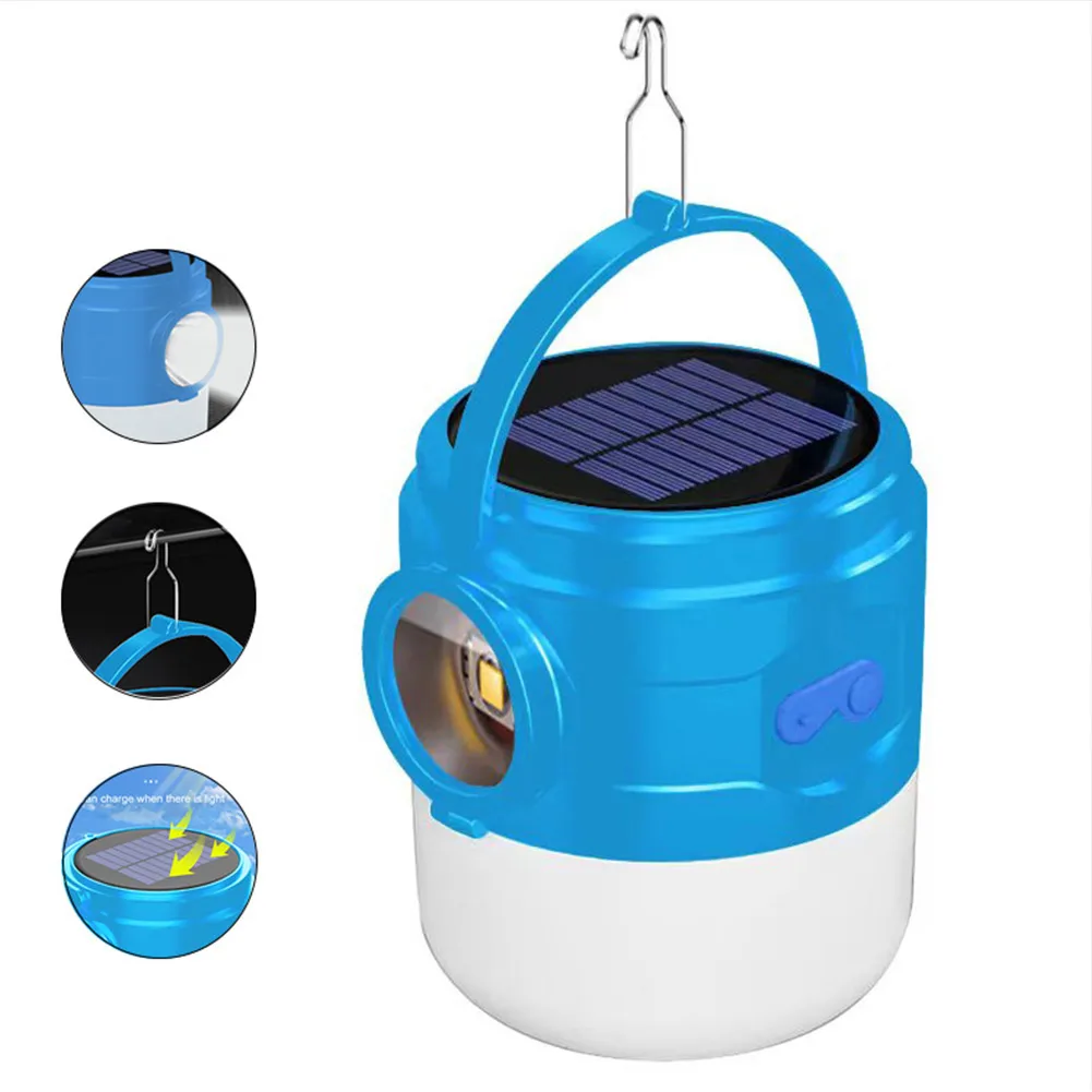 

Solar LED Camping Light Tent Lamp USB Rechargeable Lantern Flashlight In/Outdoor Hiking Night Hanging Lamp Emergency Light