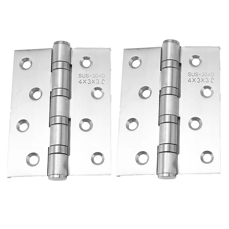 

2 Pcs 4Inch Wood Door Exquisitely Designed Durable Stainless Steel Free Slot Bearing Thickened Mute Sub-Door Hinge