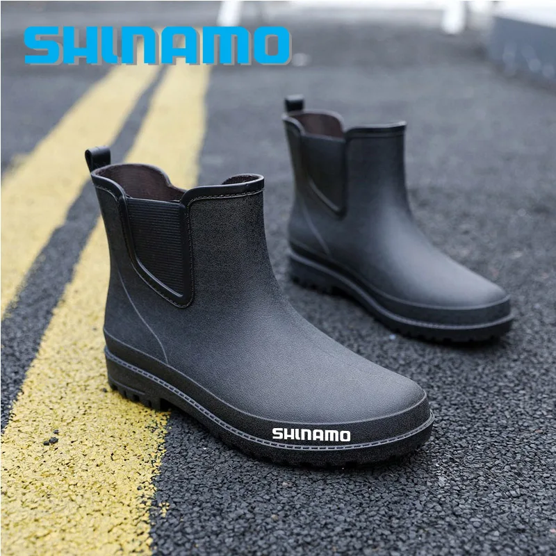 

2023 New Men's Soft Sole Waterproof Shoes Short Casual Low Top Fishing Water Boots Summer Non-Slip Fishing Rain Boots