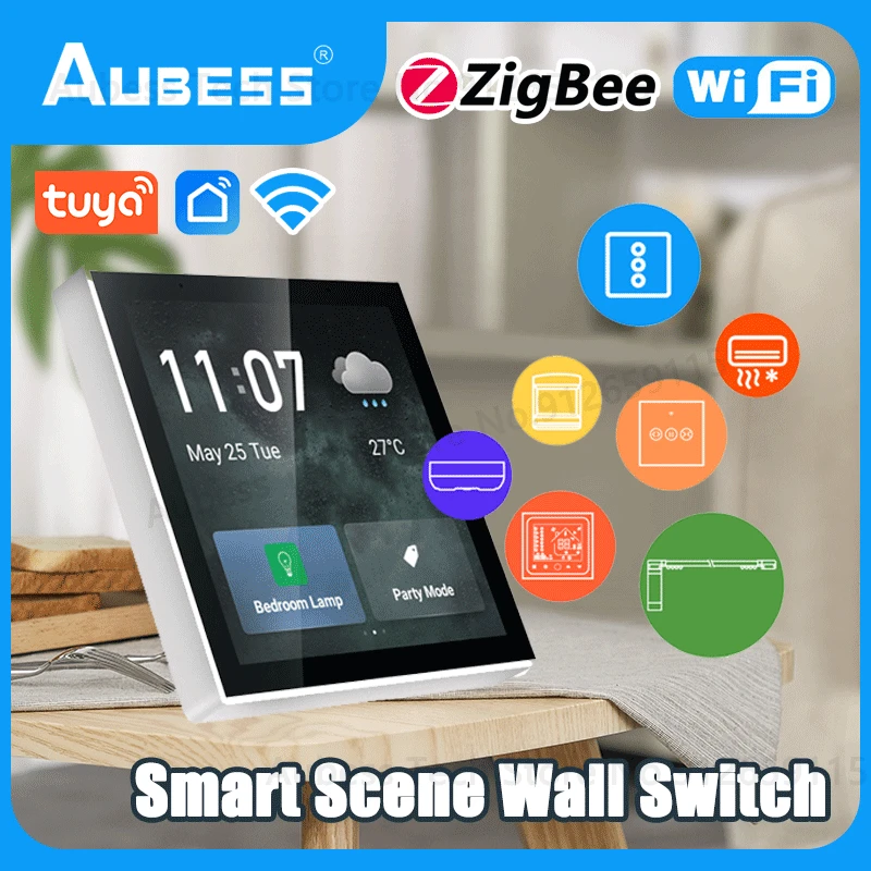 

Умный дом AUBESS Tuya, многофункциональная Центральная панель управления, Wi-Fi, умная сцена, настенный переключатель, сенсорный экран HD, встроенны...