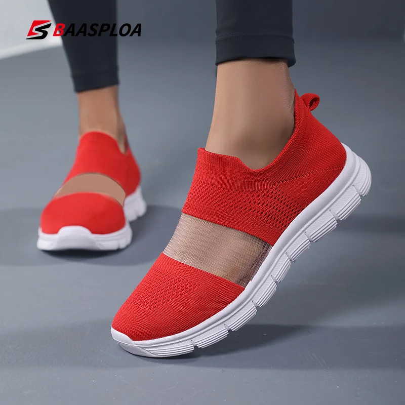 

Baasploa New Lightweight Sneakers Women Comfortable Casual Shoes Women Outdoor Breathable Mesh Slip-On Shoes Woman Sports Shoes