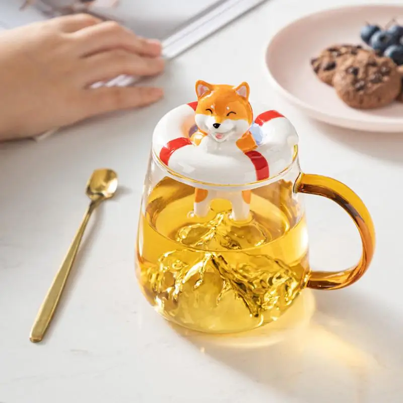 Стеклянная кружка с крышкой Мультяшные чашки для чая собакой Чашки кофе