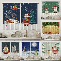 cartoon christmas 3d digital printing curtain kitchen short window curtains 2 panels