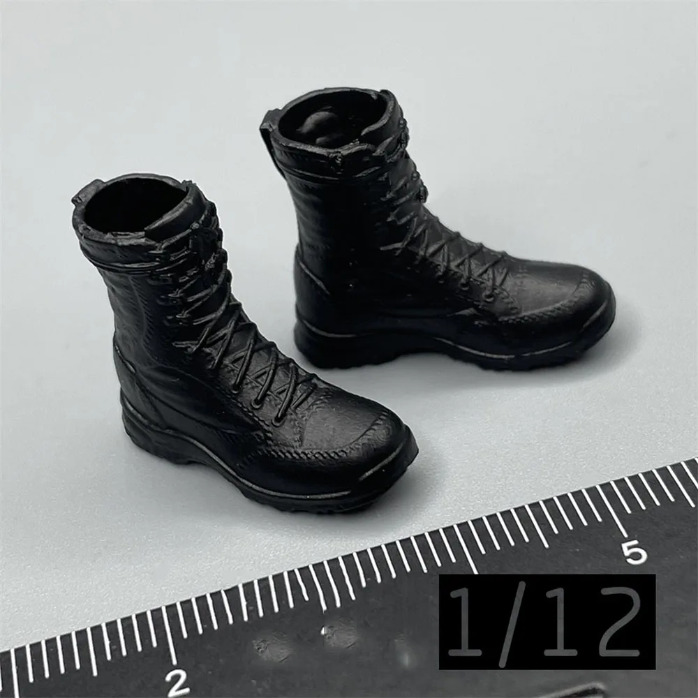 

New Arrival 1/12th DID Pocket Hero Series MI6 Agent Of The British Main Combat War Black Solid Shoes Boots For 6inch Body Doll