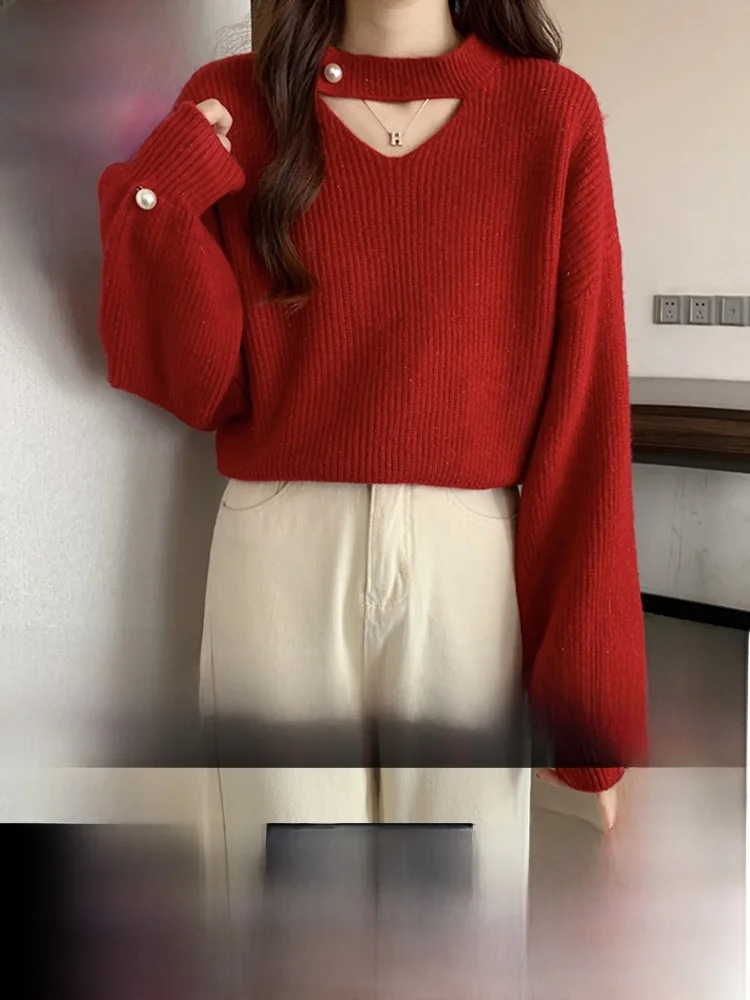 Осень и зима 2024 новый дизайн шерстяной свитер вязаный женский корейский