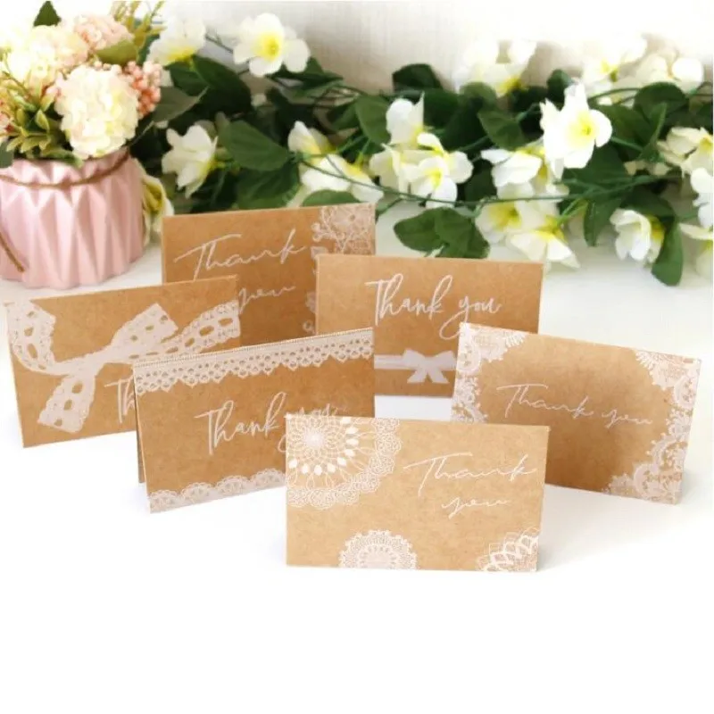

6pcs Greeting Card Wedding Invitations Greeting Cards Flowers Handwritten Blessing Birthday Thank You Envelope Seaing Sticker