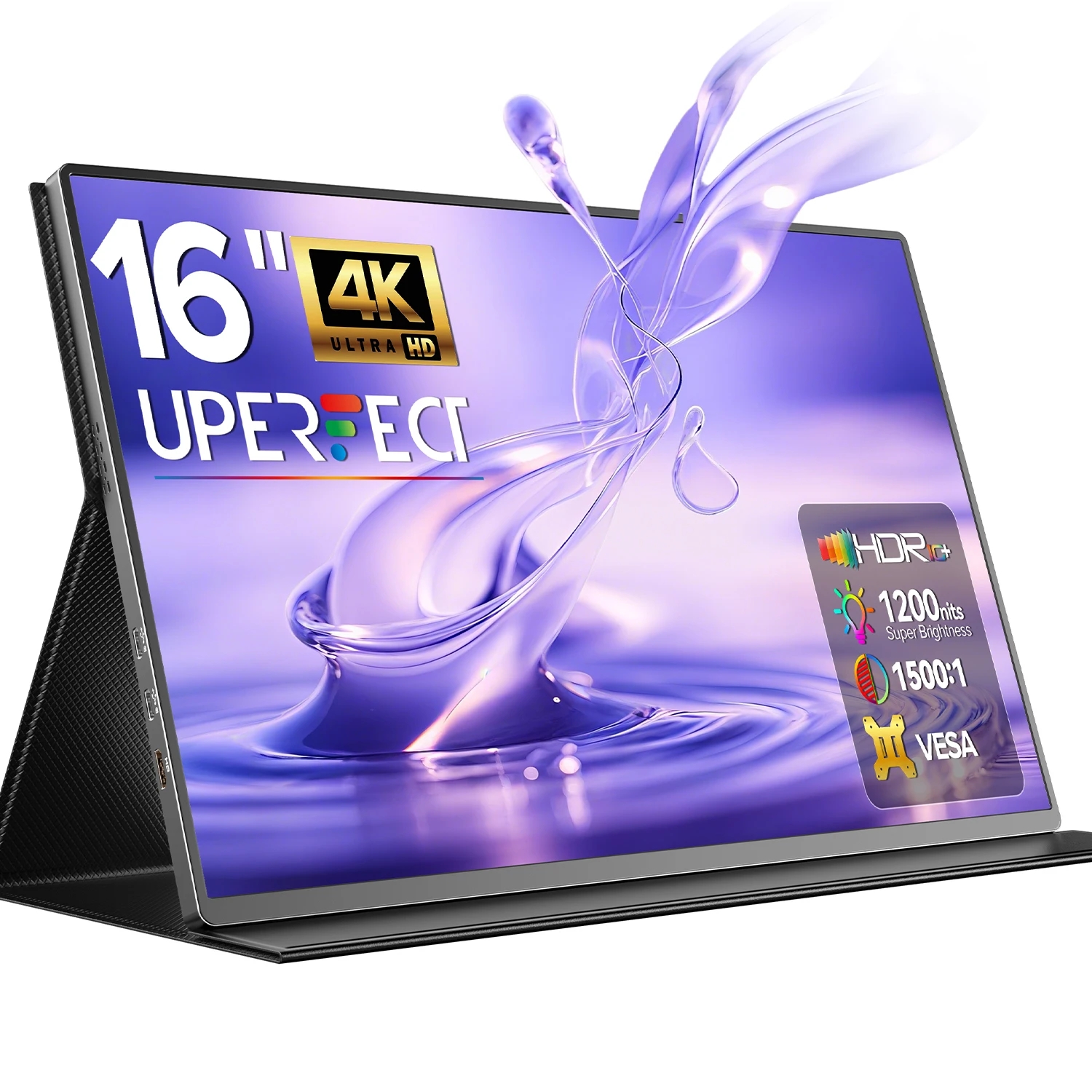 Фото Портативный монитор UPERFECT 4K, 16 дюймов, 3840x2400, IPS, удлинительный экран для ноутбука, 1200 нит, USB C, HDMI, компьютерный ПК, игровой дисплей с динамиками №1