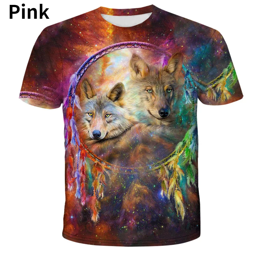 Футболка мужская летняя с коротким рукавом и 3D-принтом волка
