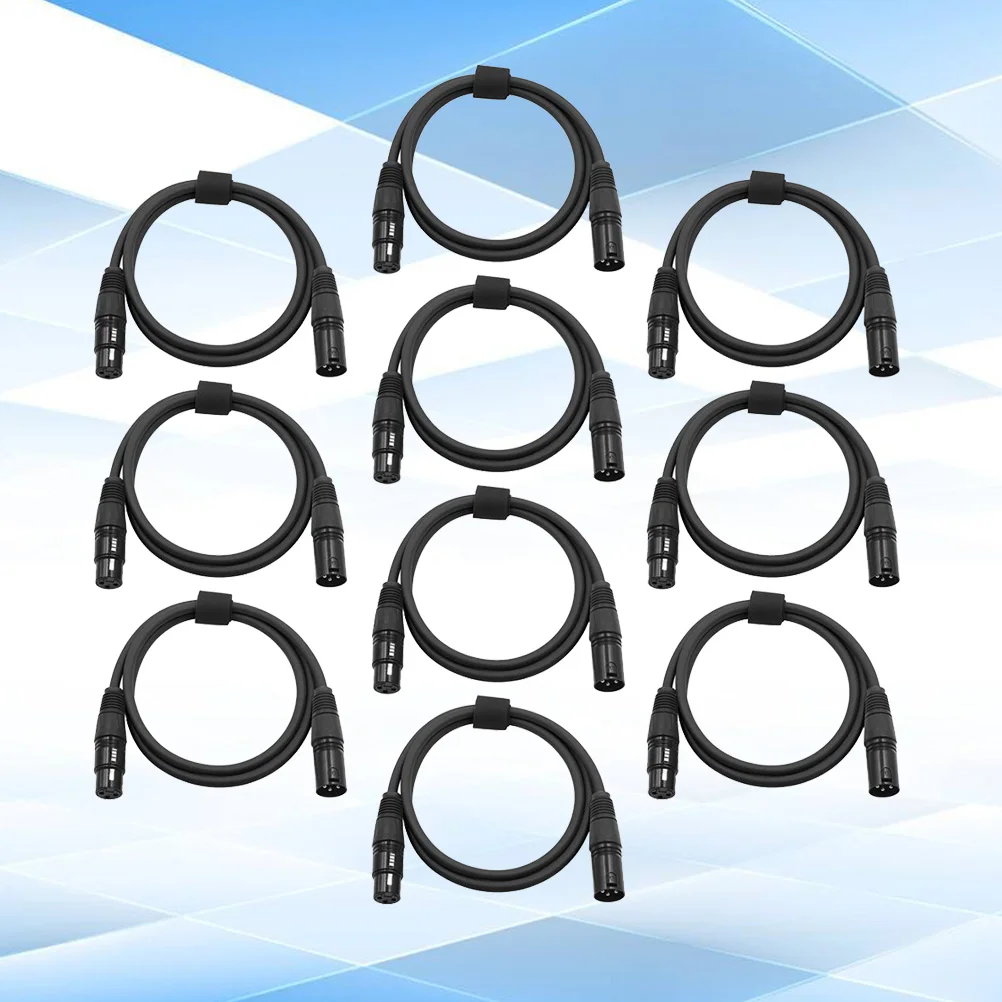 

10 Pcs Signal DMX Cable 3-Pin Microphone Adapter Stage Lighting Par Wireless Male Female Moving Head